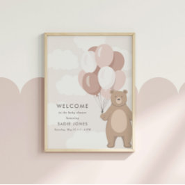Vi kan vänta | Välkomsttecken för rosa Girl Poster