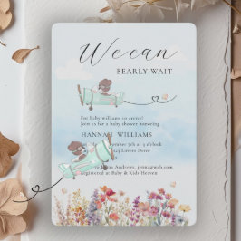 Vi kan vänta! Wildblomma, babyskor Inbjudningar