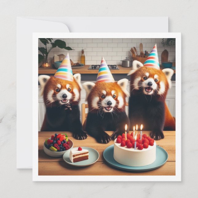 Vi kan vara stolta över det! Red panda-födelsedag Inbjudningar (Framsida)