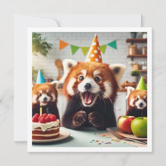 Vi kan vara stolta över det! Red panda-födelsedag Inbjudningar (Framsida)