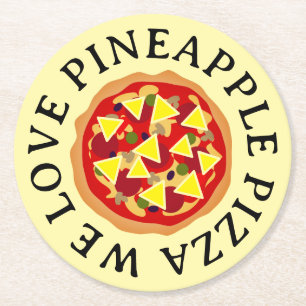 Vi kärlek, ananas pizza lustig underlägg papper rund