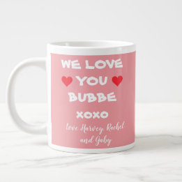 Vi Kärlek Bubbe Personlig Rosa/Vit + Hjärter Jumbo Mugg