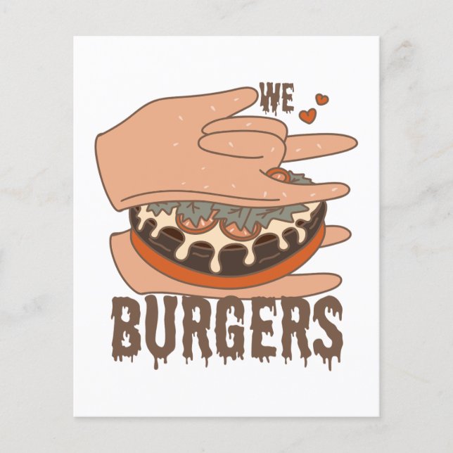 Vi Kärlek Burgers - Burger Kärlek - ASL ILY Obsess Flygblad (Framsidan)