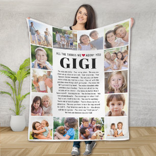 Vi Kärlek dig Gigi Multi Photo Collage Keepsaké Fleecefilt