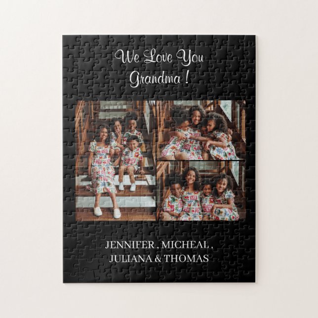 Vi kärlek dig Grandma Anpassningsbar Photo Collage Pussel (Vertikal)