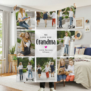 Vi Kärlek dig Grandma Photo Collage Gift Fleecefilt
