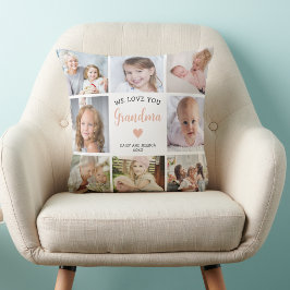 Vi Kärlek dig Grandma Photo Collage Rosa Heart Kudde