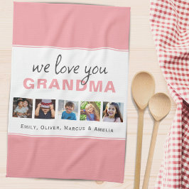 Vi kärlek dig Grandma Rosa Grandchildren 5 Photo Kökshandduk