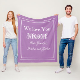 "Vi kärlek dig MAMMA" Anpassade namn Lavender Fleecefilt