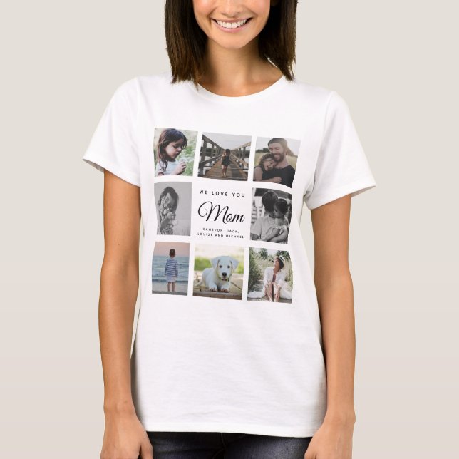 VI KÄRLEK DIG MAMMA Modern Chic Family Photo Colla T Shirt (Framsida)