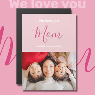 Vi Kärlek dig Mamma Rosa-minialistiskt fotokort