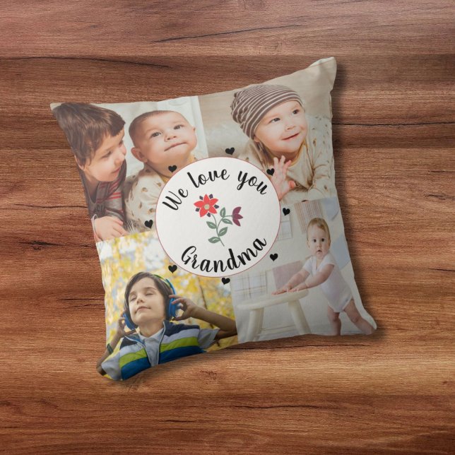 Vi kärlek dig mormor 4-personligens foton keepé kudde (Skapare uppladdad)