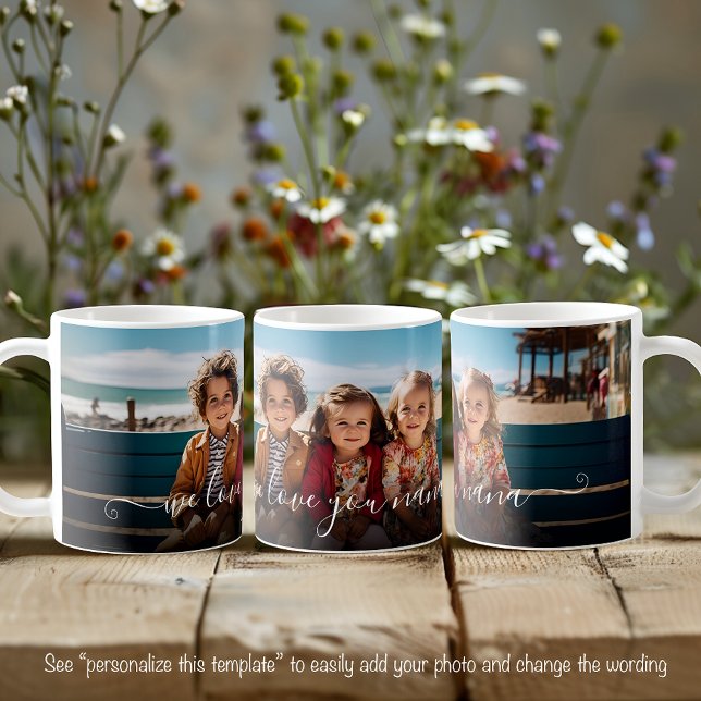Vi Kärlek dig Nana Bevackra en fotomalltext Kaffemugg (Skapare uppladdad)
