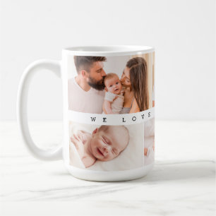 Vi kärlek dig pappa 6 fotokollage anpassningsbar kaffemugg