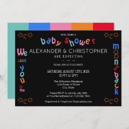 Vi kärlek dig till måne & back LGBTQ+ Baby Shower Inbjudningar