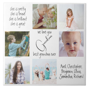 Vi Kärlek din familj Collage Photo Best Grandma nå Kakelplatta