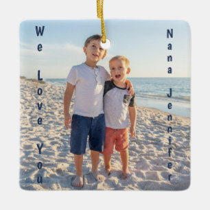 Vi KÄRLEK din familjefoto PERSONALIZE Julgransprydnad Keramik