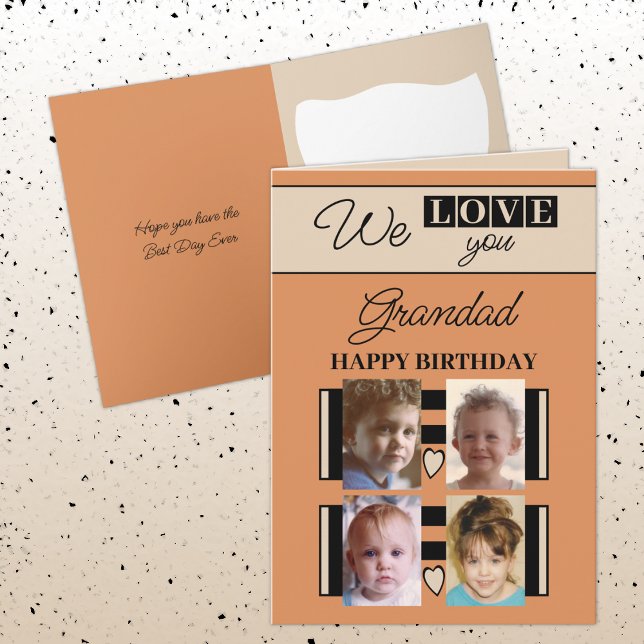 Vi kärlek, din morad 4-foto-orange födelsedag kort (Skapare uppladdad)