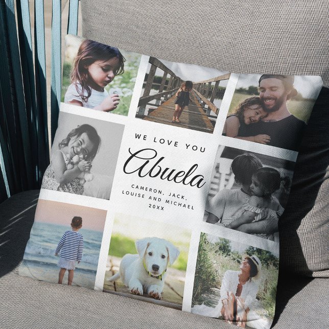 Vi Kärlek du Abuela Mors dag Photo Collage Kudde (Hug your love! Our Mother's Day photo collage pillow for Abuela. )