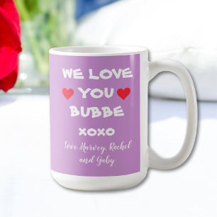 Vi Kärlek du Bubbe - Personlig Mauve med Hearts Kaffemugg