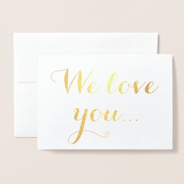 Vi Kärlek, du, Elegant av guldblomma, typografi Folierat Kort (Framsida med kuvert)
