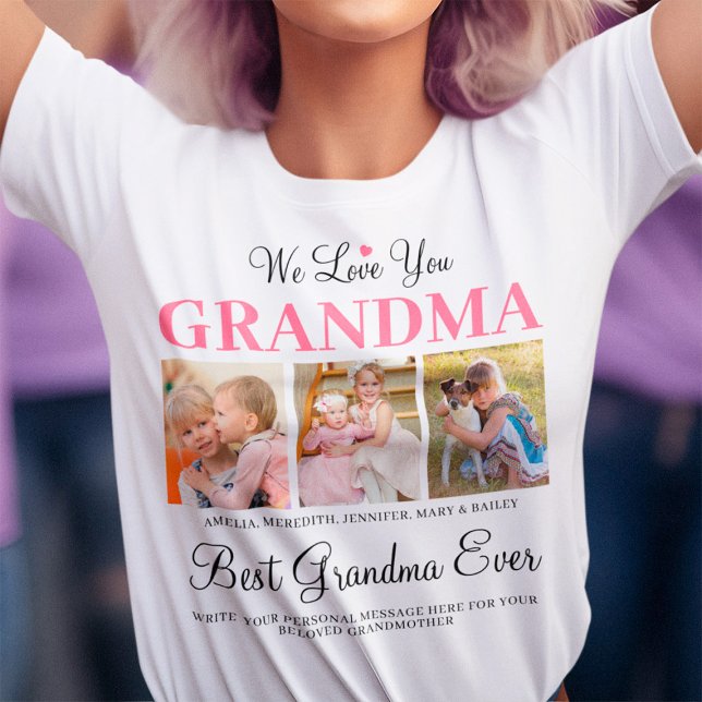 Vi Kärlek du GRANDMA från Barnbarn Photo Collage T Shirt (Best Grandma Ever T-Shirt)