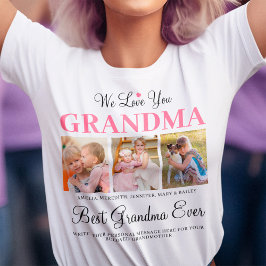 Vi Kärlek du GRANDMA från Barnbarn Photo Collage T Shirt