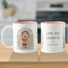 Vi Kärlek du Grandma Nana 2 Photo Arch & Namn 11 o Två-Tonad Mugg