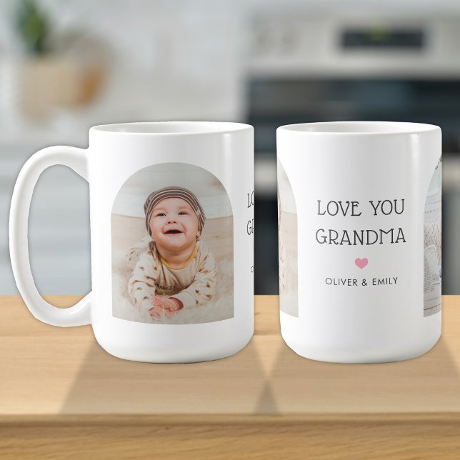 Vi Kärlek du Grandma Nana 2 Photo Arch & Namn 15 o Kaffemugg (Skapare uppladdad)