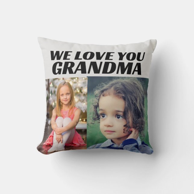 VI KÄRLEK DU GRANDMA PHOTO DEKORATIV KUDDE (Framsida)
