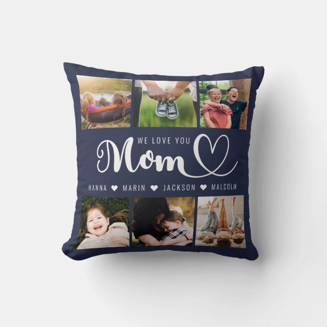 Vi Kärlek du Mamma Kids Namn Photo Collage Throw P Kudde (Framsida)
