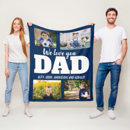 Vi Kärlek du Pappa Navy Blue 4 Photo Child Family Fleecefilt