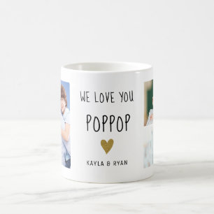 Vi Kärlek du PopPop 3 Photo Collage Grandpa Kaffemugg