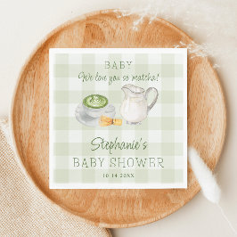 Vi Kärlek du så Matcha Grönt Gingham Baby Shower Pappersservett