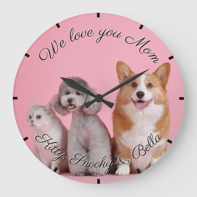 Vi Kärlek er Mamma Pet Acrylic Wall Clock Stor Klocka (Framsida)