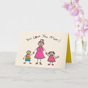 Vi Kärlek er Mamma Tecknad Family Lycklig Mors dag Kort