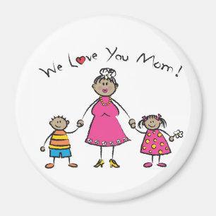 Vi Kärlek er Mamma Tecknad Family Lycklig Mors dag Magnet