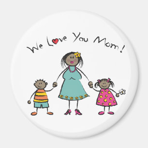 Vi Kärlek er Mamma Tecknad Family Lycklig Mors dag Magnet
