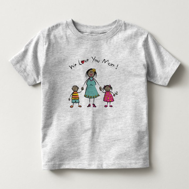 Vi Kärlek er Mamma Tecknad Family Lycklig Mors dag T-shirt (Framsida)