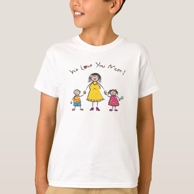 Vi Kärlek er Mamma Tecknad Family Lycklig Mors dag T-shirt (Framsida)