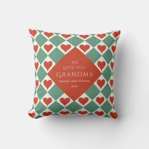 Vi Kärlek er mormor GILT Heart Red Grönt Kudde