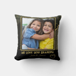 Vi Kärlek er mormor svart och guld Photo Kudde