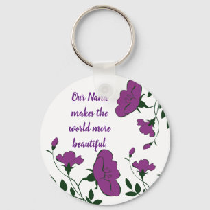 Vi Kärlek er Nana Lila Flower Grandma Nyckelring
