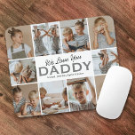 Vi Kärlek er pappa Fotomusmatta Musmatta<br><div class="desc">Personlig far mousserande har en vit bakgrund som kan ändras till vilken färg som helst,  tio bilder av barnen,  ordspråket "vi kärlek du pappa" och barnen namn.</div>