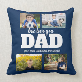 Vi Kärlek er Pappa-marinblått 4-fotomaket Kudde