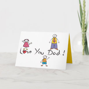 Vi Kärlek er Pappa Tecknad Family Lycklig Fars dag Kort