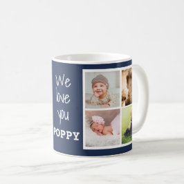 Vi Kärlek er Poppy Grandpa 8 Photo Collage Blue Kaffemugg