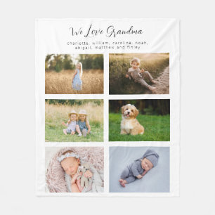 Vi Kärlek Grandma Family Photo Grid Fleecefilt