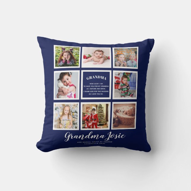 Vi Kärlek Grandma Photo Collage Anpassningsbar Bra Kudde (Framsida)