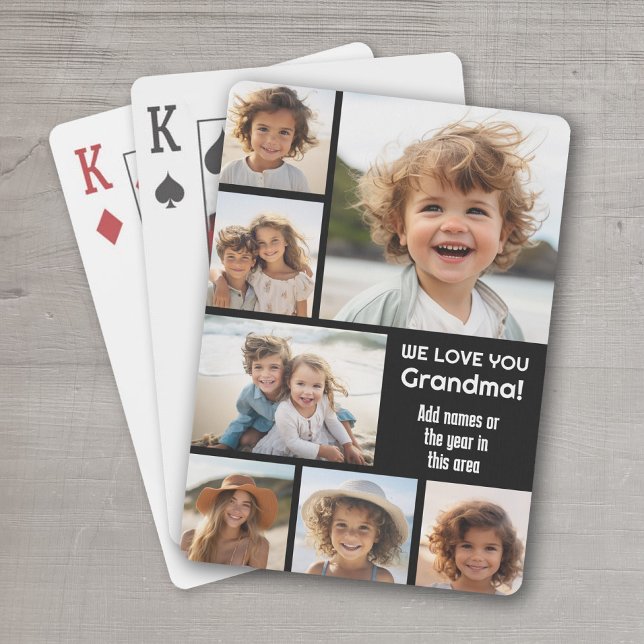 Vi Kärlek Grandma - Photo Collage med 7 foton Casinokort (Personalized Playing Cards - add your photos and text)